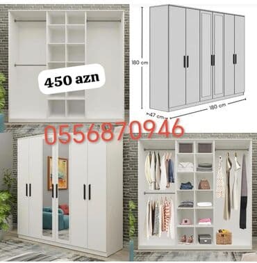 tek adamliq kravatlar: Düz dolab, Yataq otağı üçün, Paltar üçün, Açılan, Quraşdırıla bilən, 5 qapı — 8