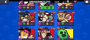 Brawl Stars hesabı – geniş döyüşçü kolleksiyası - Ümumi: 70/100