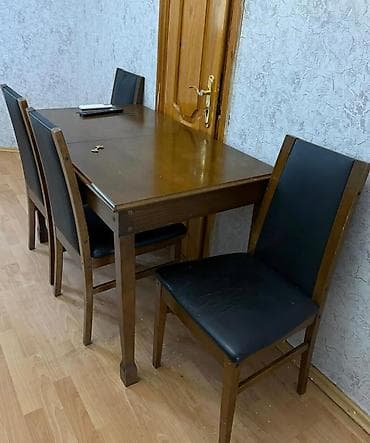 Qonaq otağı üçün, İşlənmiş, Kvadrat masa, 4 stul