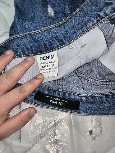 rn 98339 ca 34767 prada: Mavi “Denim” cins şalvar - Klassik mavi rəng, orta yuyulma effekti - — 5