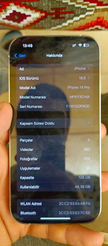 iphone xr qiymeti irsad: IPhone 14 Pro, 128 GB, Matte Silver, Face ID, Simsiz şarj — 8