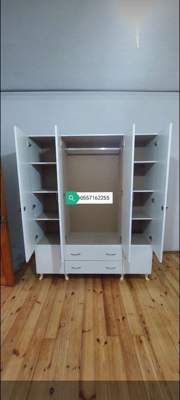 paltar asılqanı taxta: Yeni, 4 qapılı Düz dolab, Dolab-asılqan — 9