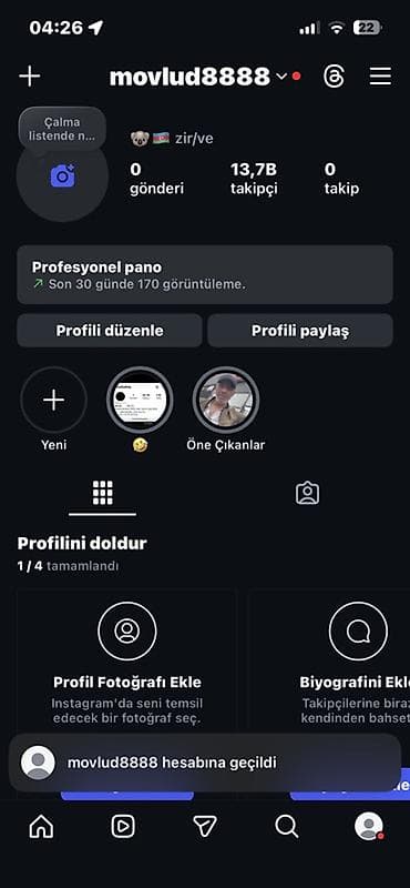 Instagram hesabı satılır: movlud8888 - Platform: Instagram - İzləyici