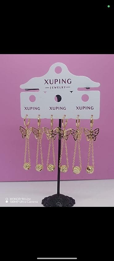 sırgalar: Xuping Jewelry markalı qadın sırğaları – qızılı rəngdə, müxtəlif — 2