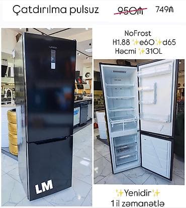 Elektronika: Lanova NoFrost soyuducu — 749₼ - NoFrost soyutma sistemi - Ölçülər — 1