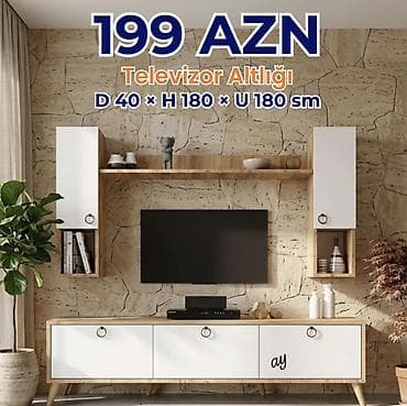 dola: Düz TV altlığı, Polkalı, Taxtalı — 2