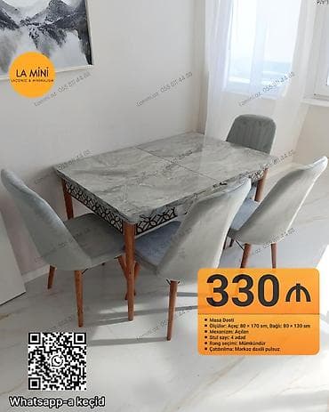 Açılan, Dördbucaq masa, 4 stul