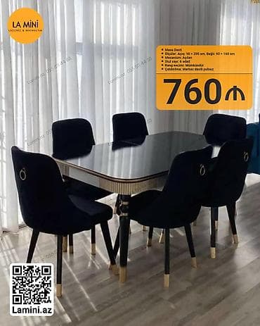 açilan stol: Qonaq otağı üçün, Açılan, Dördbucaq masa, 6 stul — 1