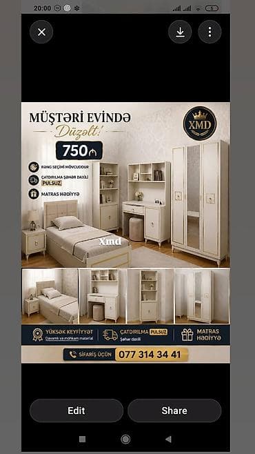 usag ucun: Klassik tərzdə uşaq/yeniyetmə otağı mebel dəsti Tərkib: - Tək — 1