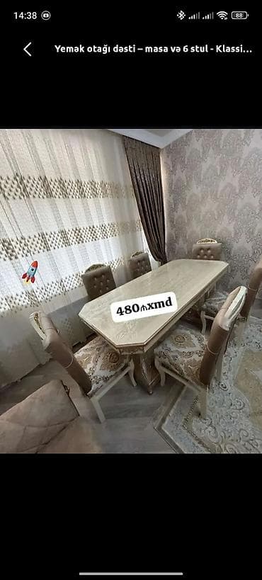 Qonaq otağı üçün, Yeni, Açılmayan, 6 stul