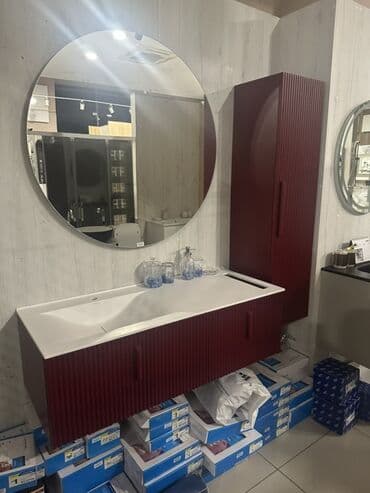 мойка шкаф для кухни: Ağ rəngli keramika Çanaq və iki geniş siyirməli ağ qapalı şkafı olan — 3