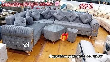 sobsan sedef boya: Künc divan dəsti – zərif klassik detallarla - Model: L‑şəkilli künc — 1