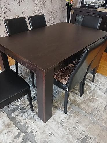 matras ucuz: Qonaq otağı üçün, İşlənmiş, Açılmayan, Dördbucaq masa, 6 stul — 3