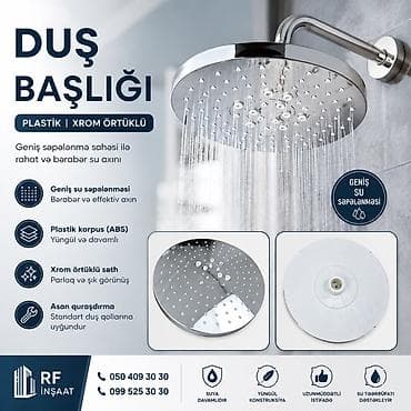 dus basligi: Duş başlığı – plastik korpus, xrom örtüklü səth - Geniş su — 1