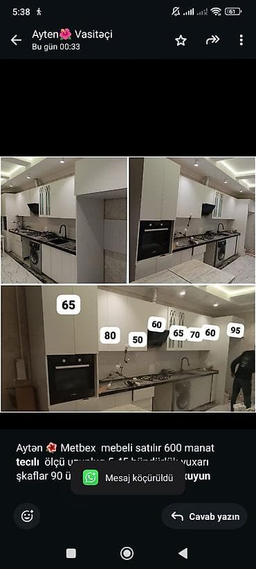 qapi avropa: Aytən 🌺 Metbex mebeli satılır 600 manat *tecılı* ölçü uzunluq 5.45 — 1