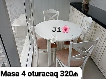 samdanlar ve saat: Mətbəx üçün, Yeni, Açılmayan, Yumru masa, 4 stul — 1