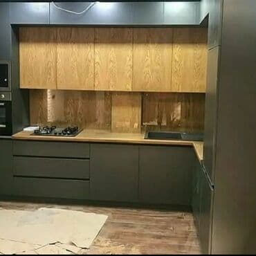 ремонт кухни в хрущевке: Sifarişlə mətbəx dəsti, Özü çəkən petlələr, MDF, Kredit yoxdur, Pulsuz çatdırılma, Rayonlara çatdırılma — 6