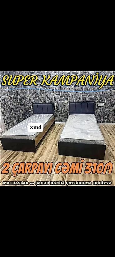 taxta carpayı: Super kampaniya: 2 ədəd tək çarpayı dəsti - Dəst tərkibi: hər çarpayı — 1