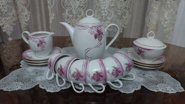 qedim qab: Çay dəsti, rəng - Ağ, Farfor, 6 nəfərlik, Almaniya — 2