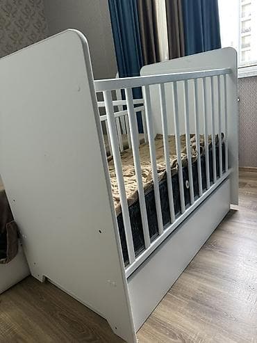 Для девочки и мальчика, Четырехугольная, Колыбель, С матрасом, Без механизма качания — 2