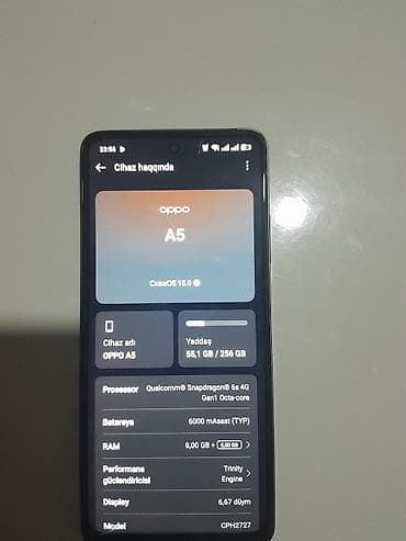 12 pro 2 əl: Oppo A5, 256 GB, rəng - Yaşıl, İki sim kartlı — 1