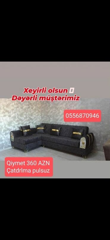 mingəçevirdə divan: Künc divan, Yeni, Açılmayan, Bazasız, Parça, Şəhərdaxili pulsuz çatdırılma — 8