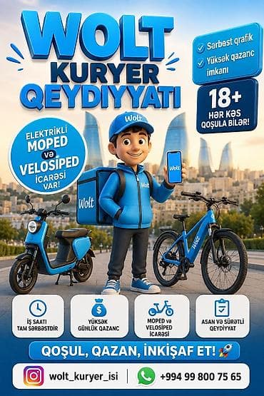 Əməkdaş axtarışı (vakansiyalar): Moto-kuryer tələb olunur, Gündəlik ödəniş, Təcrübəsiz — 1