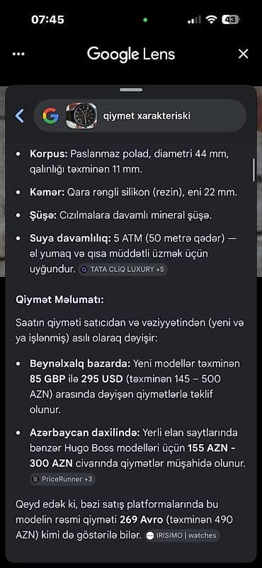 uşaqlar ucun saatlar: İşlənmiş, Qol saatı, Hugo Boss, rəng - Qara — 7
