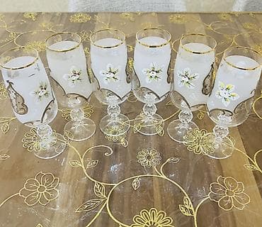 Qədəhlər, rəng - Qızılı, Şüşə, 6 ədədli dəst