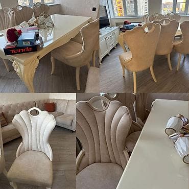 xrustal alıram: Qonaq otağı üçün, İşlənmiş, Kvadrat masa, 6 stul — 1