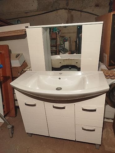 Vanna otağı üçün lavabo dəsti - Komplekt: geniş keramik lavabo, alt