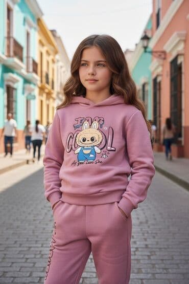 ritmik gimnastika üçün kupalniklər: Uşaq üçün iki hissəli idman dəsti - Modellər: Kapüşonlu svitşört + — 2