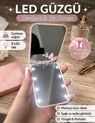 ev güzgüləri: Güzgü Kvadrat, Makiyaj üçün, Arxa işıqlı — 1