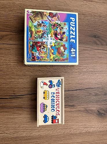 Uşaq oyuncaqları. 1. 4-lü Puzzle dəsti, 2. Şəkilli (nəqliyyat