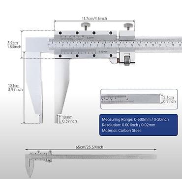 Vernier kaliperi Model: ETOPOO 500 mm. Asan işləmə və etibarlı
