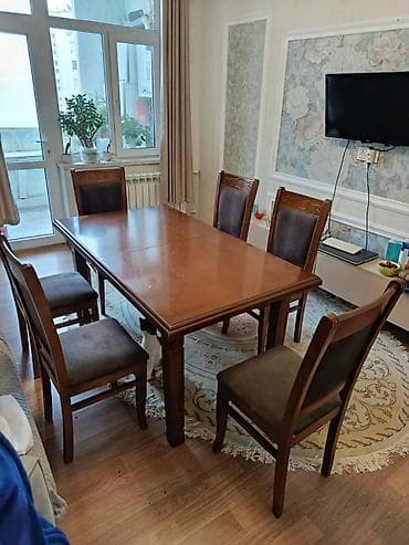 sade yataq mebelleri: Qonaq otağı üçün, Dördbucaq masa, 6 stul — 2