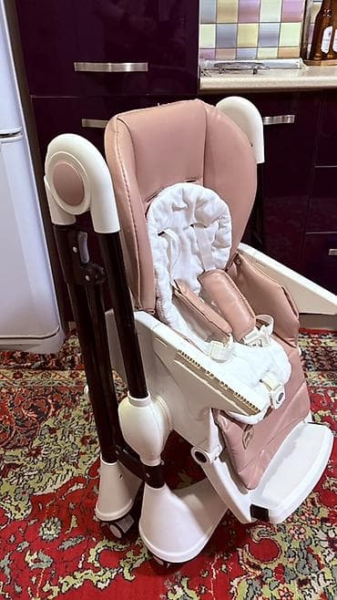 Uşaq yemək stulu – Stella model - Rəng: pudra/çəhrayı oturacaq, ağ — 6