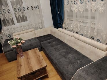 divan 2 əl: Künc divan, İşlənmiş, Açılmayan, Bazalı, Parça, Çatdırılma yoxdur — 1