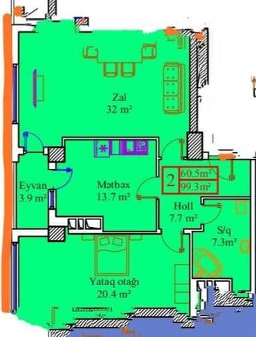 sarayda yeni tikili binalar: 2 otaqlı, Yeni tikili, m. Neftçilər, 100 kv. m — 3