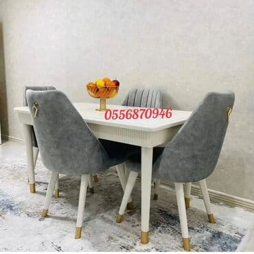 ders masaları: Qonaq otağı üçün, Yeni, Açılmayan, Dördbucaq masa, 6 stul — 6