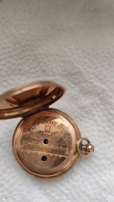 Musiqi alətləri: Antik cib saatı – Moser & Cie, çift qapaqlı, əl ilə quraşdırılan — 3