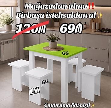 stul bar: MASA + 4 TABURETKA Yeni və sifarişlə. Çox səmərəli və keyfiyyətli📌 — 5