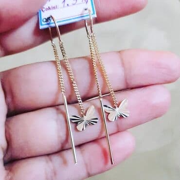 sirqalar qizil: Sırğa, Sarı qızıl, 585 Əyar, 198 g — 2