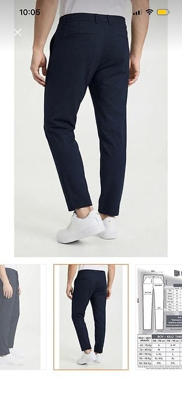 polo şalvar: Məhsul: Kişi şalvarı – tünd göy - Kəsim: Slim-fit, düz paça; gündəlik — 4