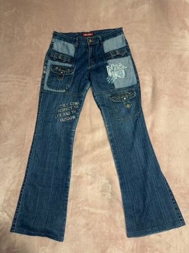 qadın şərfləri: Qadınlar üçün 2 ədəd cins şalvar dəsti 1) Mavi basic straight/carıq — 3