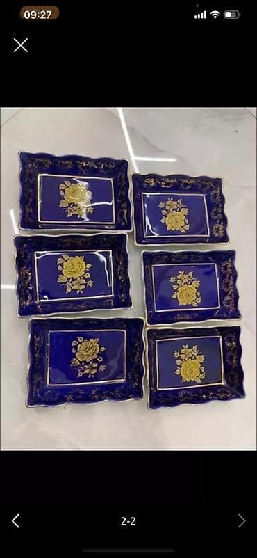 çaydan çaynik: Boşqablar, 6 ədədli dəst, rəng - Göy, Keramika — 1