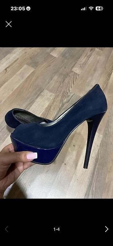 platforma qadın krossovkaları: Qadın platformalı dikdaban ayaqqabı - Rəng: tünd göy (navy) - Model — 2