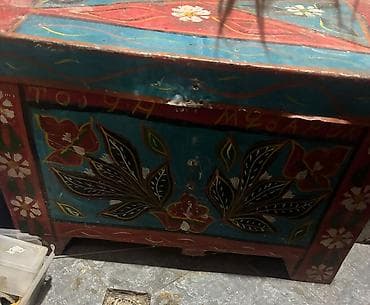 kalanxoye bitkisi: Rəngli əl naxışlı taxta sandıq - Material: bərk taxta - Üslub: əl işi — 2