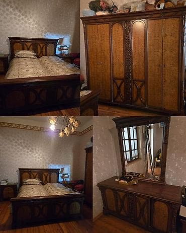 Двуспальная кровать, Трюмо, Шкаф, 2 тумбы, Б/у