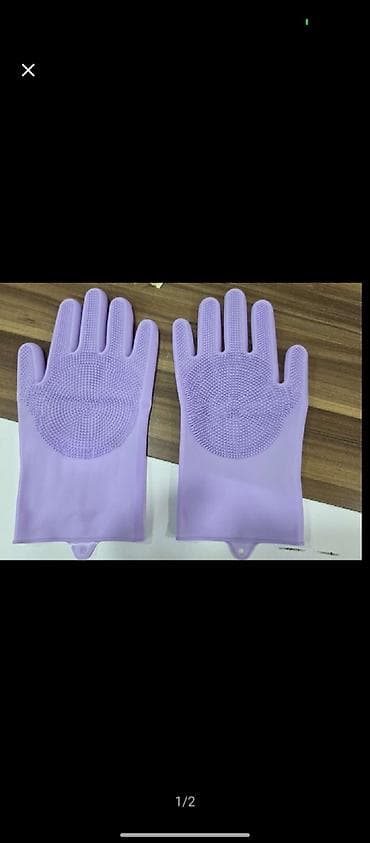 iş əlcəkləri: Silikon yuyucu əlcəklər – bənövşəyi rəngdə, çoxfunktional. - — 1